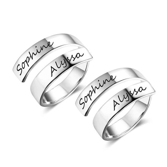 Personalized Stainless Steel Adjustable Rings for Women – Custom Engraved Name – Trendy Anniversary Jewelry