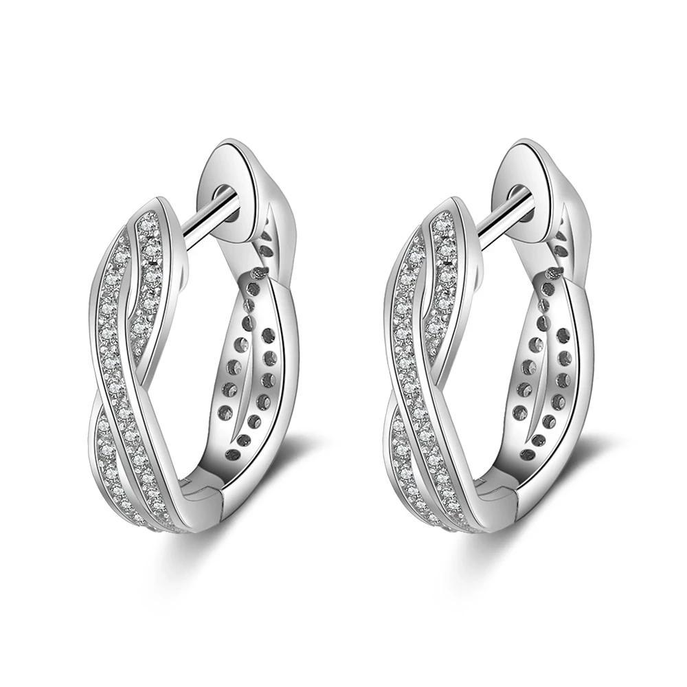 Solid 925 Sterling Silver Stud Earrings for Women Silver 925 Jewelry Women Cubic Zirconia Heart Leaf Earrings for Girls