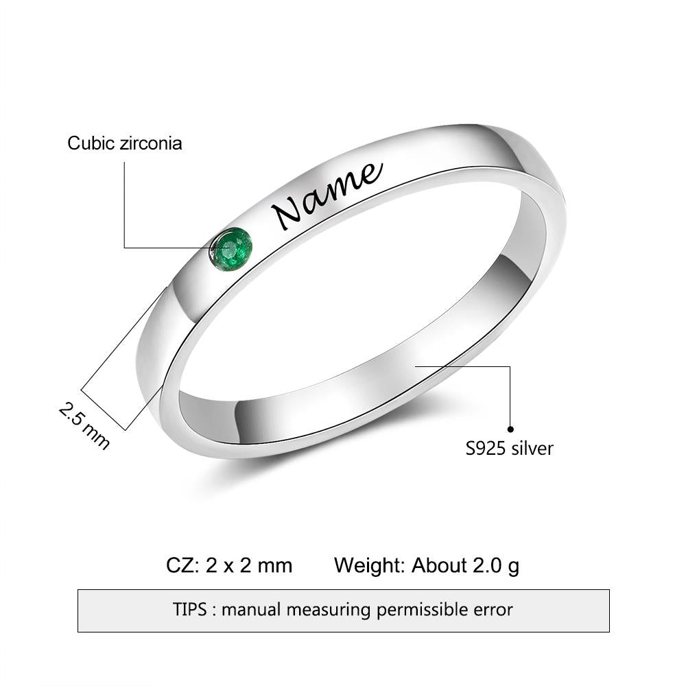 Personalized Sterling Silver Ring - One Custom Names - One Custom Birthstones - Customized Gifts