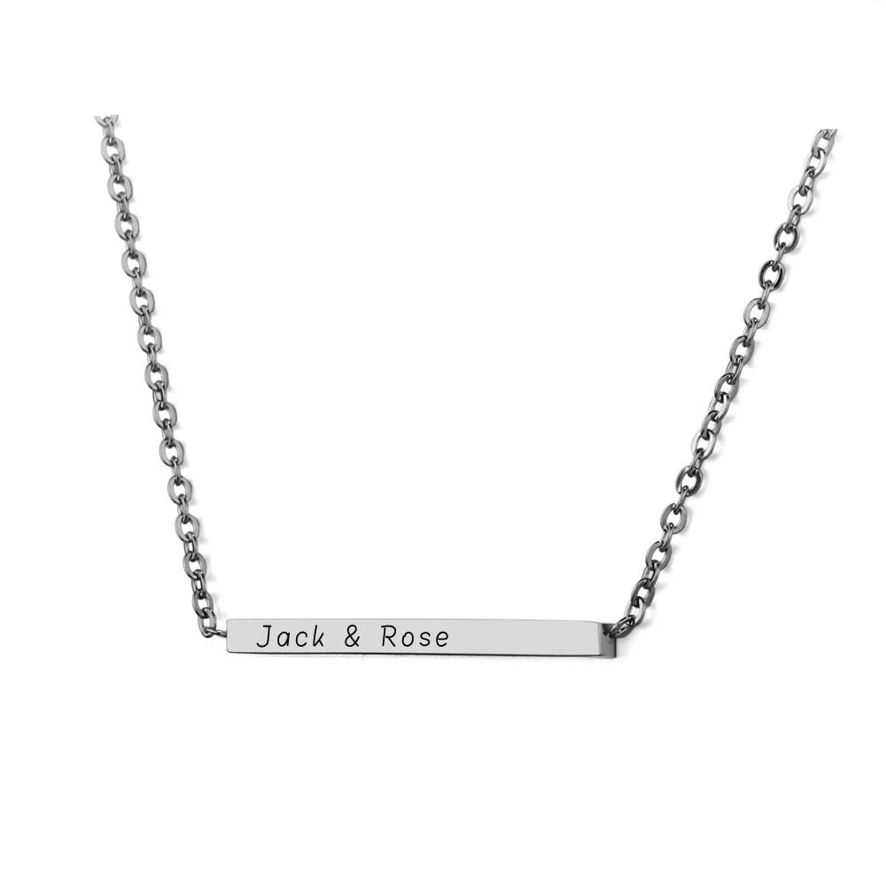 Customized Stainless Steel Engraved Nameplate Necklace, 3 Color Options, Personalized Trendy Jewelry