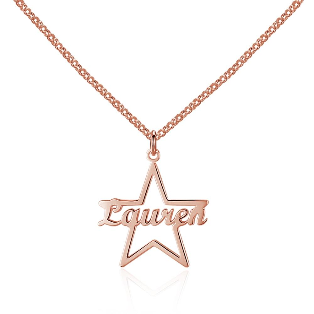 Custom Made Name Star Necklace & Pendants Personalized Real 925 Sterling Silver Nameplate Gift for Mother