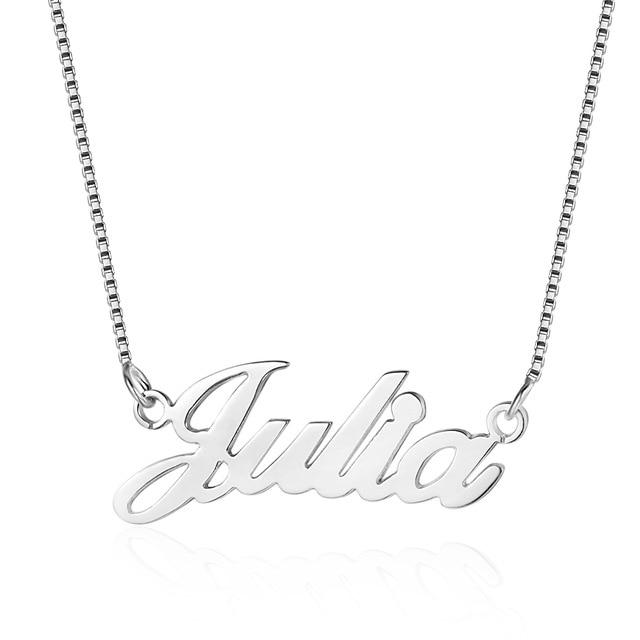 925 Sterling Silver Personalized Custom Nameplate Pendant Necklace, Beautiful Gift for Women