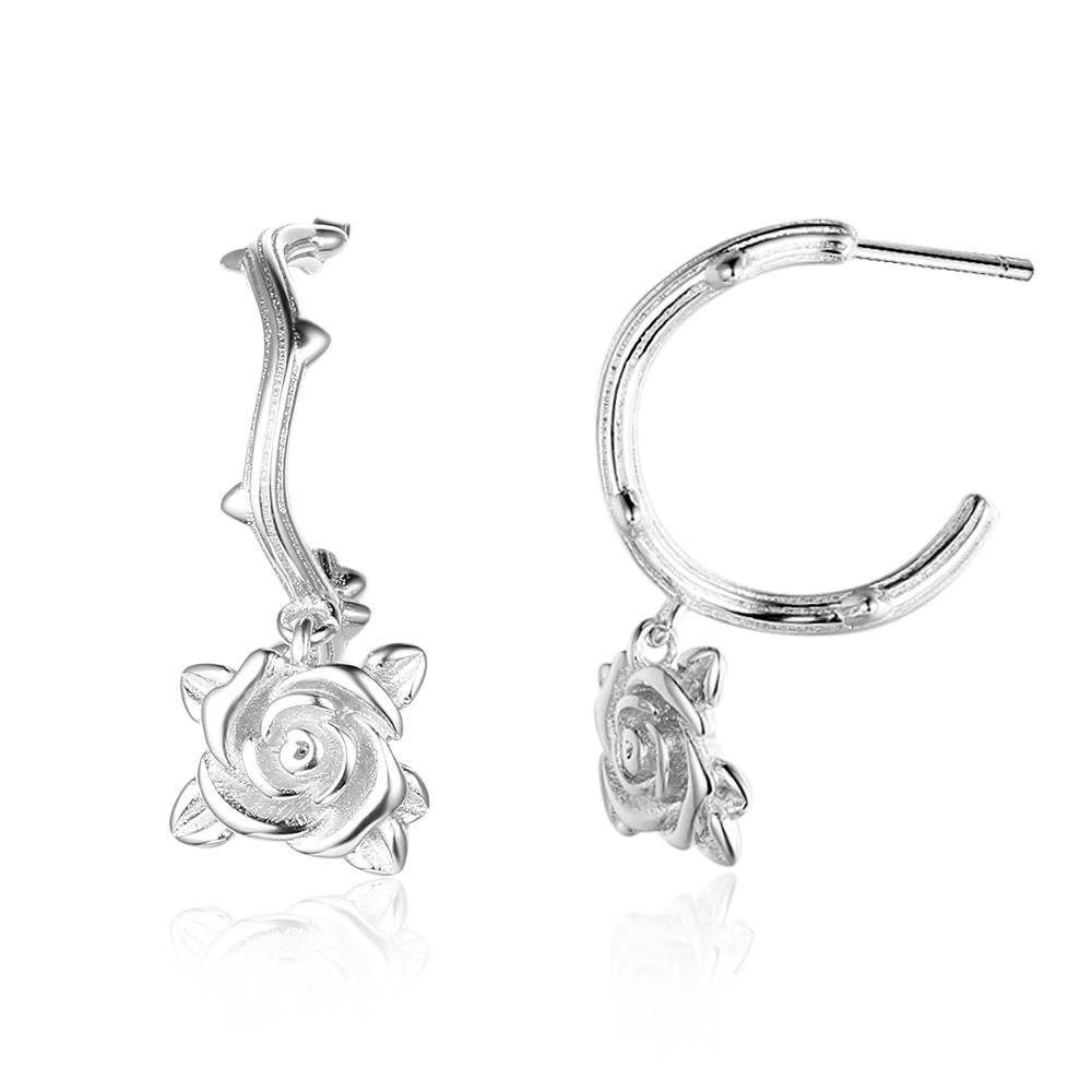 Rose Accessories Hoop Earrings For Women 925 Sterling Silver Party Jewelry Gift