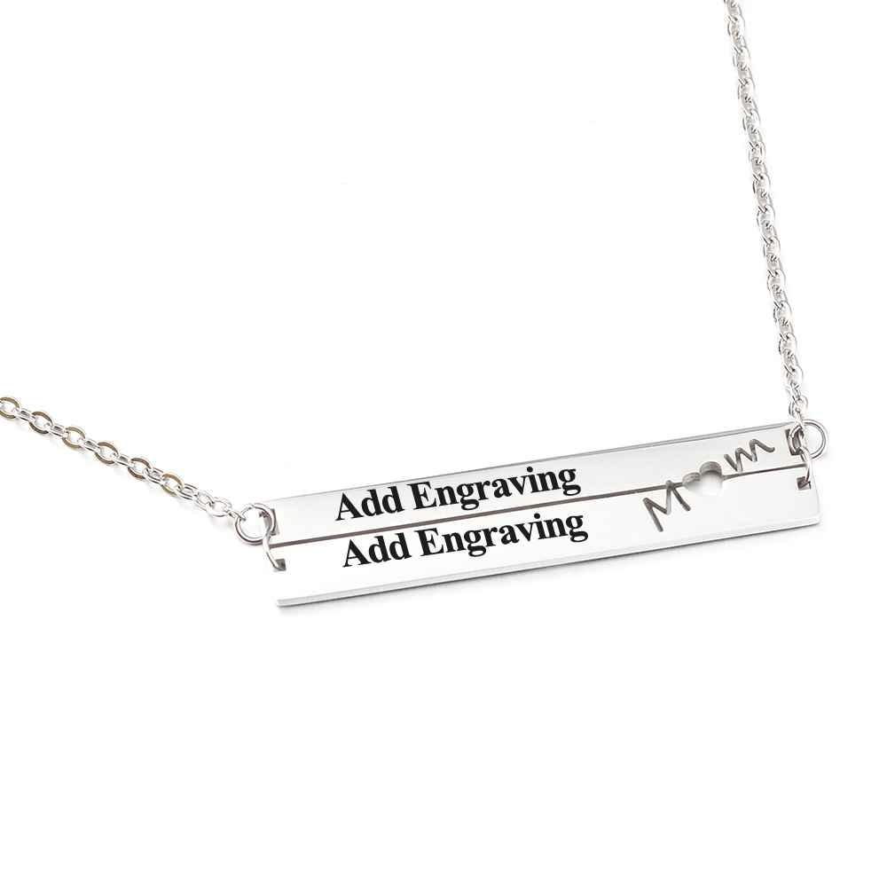 Personalized Stainless Steel Nameplate Bar Engraved Pendant Necklace, Fashion Jewelry Gift for Women