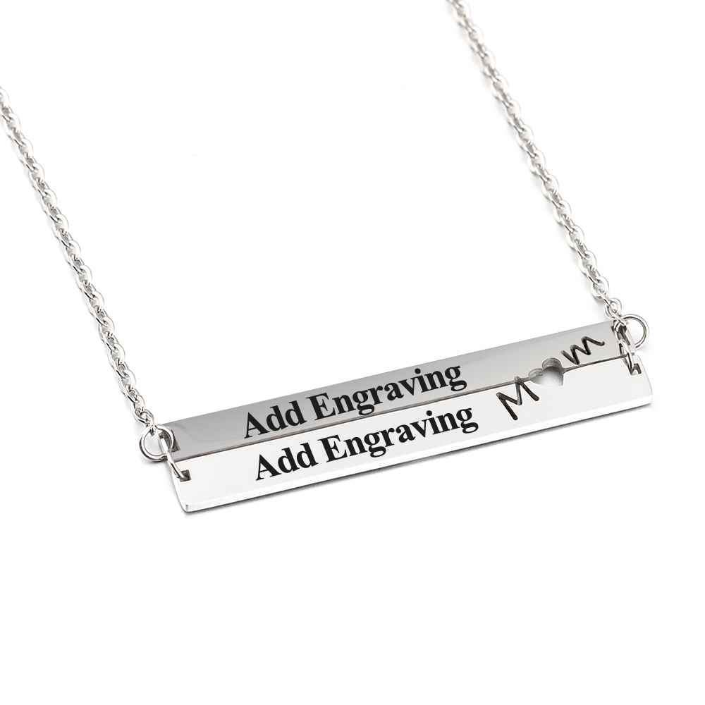 Personalized Stainless Steel Nameplate Bar Engraved Pendant Necklace, Fashion Jewelry Gift for Women