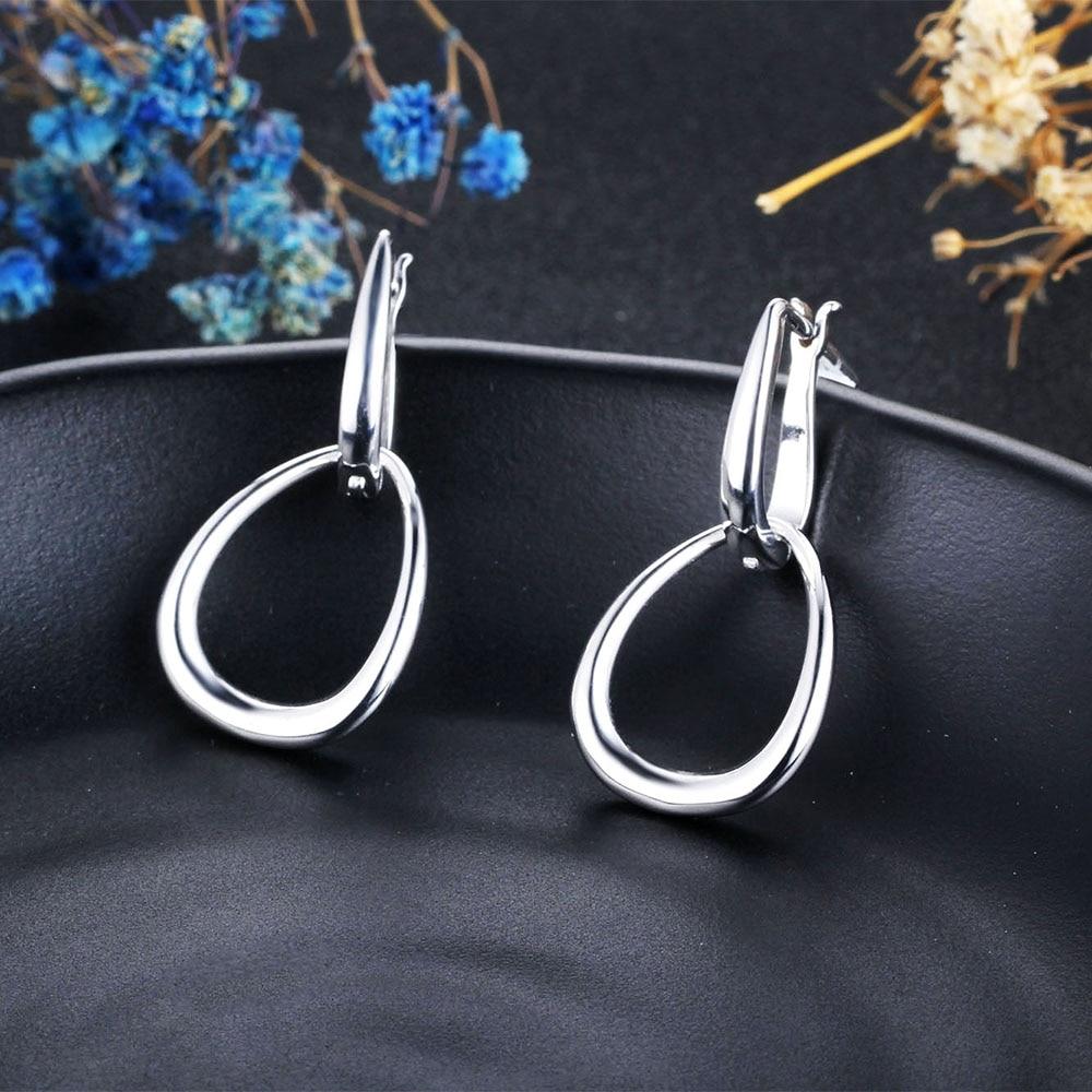 Irregular Shape Hollow Design Hoop Earrings For Women Fashion Rhodium Plated Jewelry Party Gift