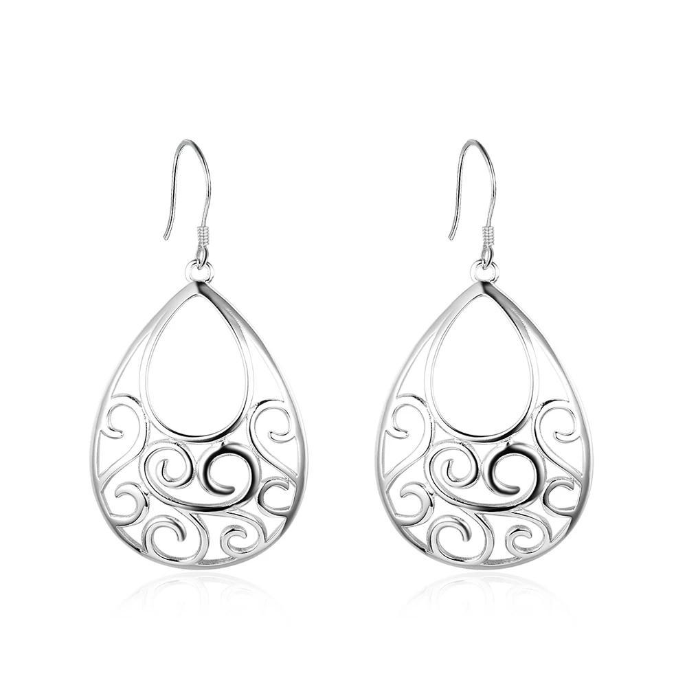 Water Drop Shape Pattern Design Drop Earrings For Women 925 Sterling Silver Party Jewelry Gift For Her