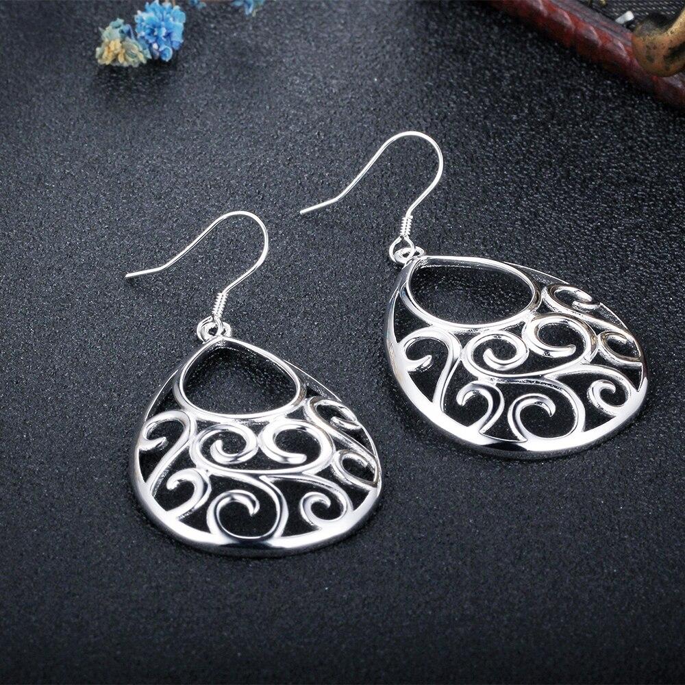 Water Drop Shape Pattern Design Drop Earrings For Women 925 Sterling Silver Party Jewelry Gift For Her