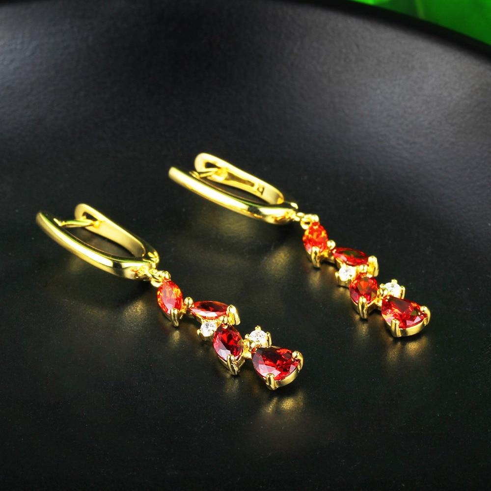 Red Cubic Zirconia Long Drop Earring Fashion Party Jewelry Earrings For Women Best Gift For Her