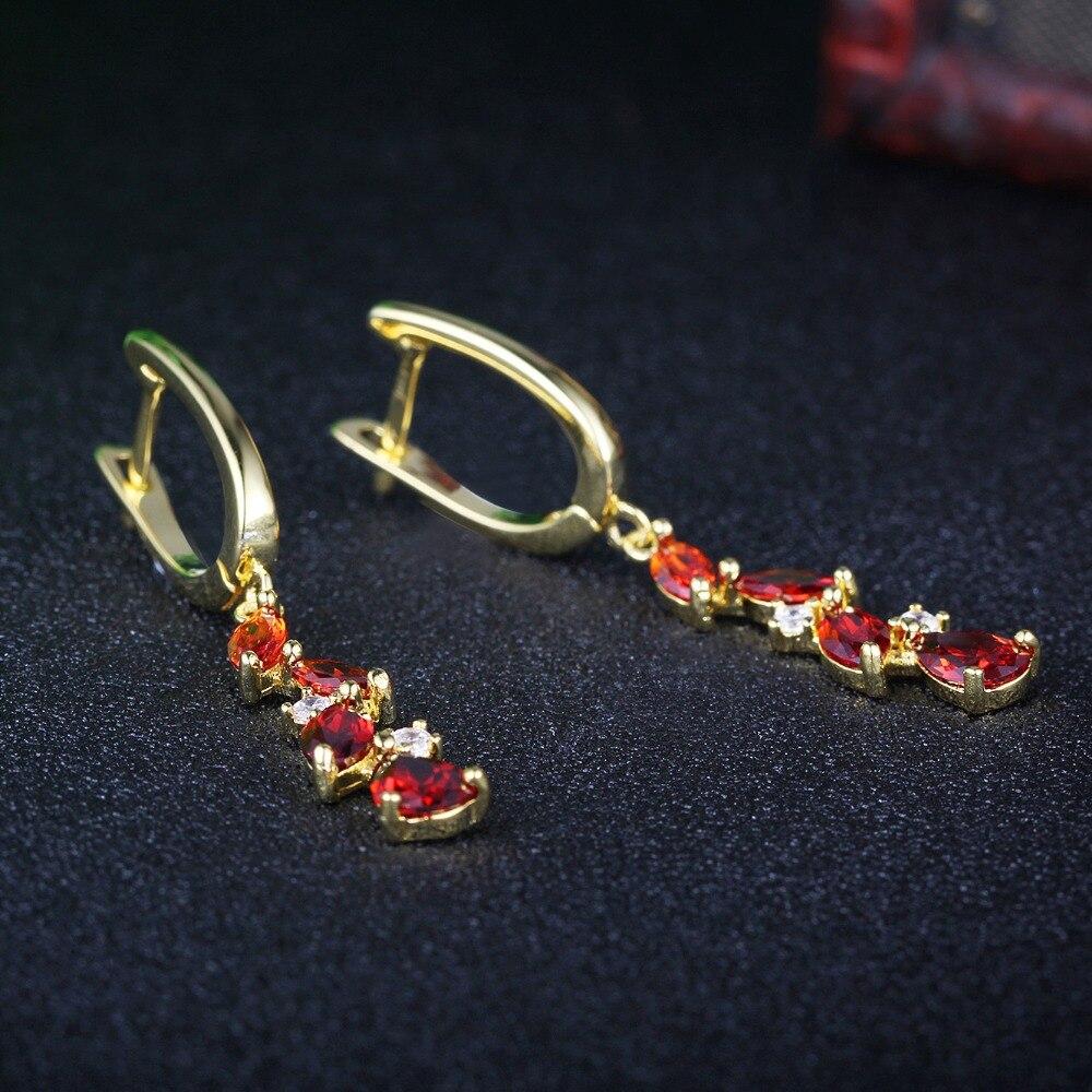 Red Cubic Zirconia Long Drop Earring Fashion Party Jewelry Earrings For Women Best Gift For Her
