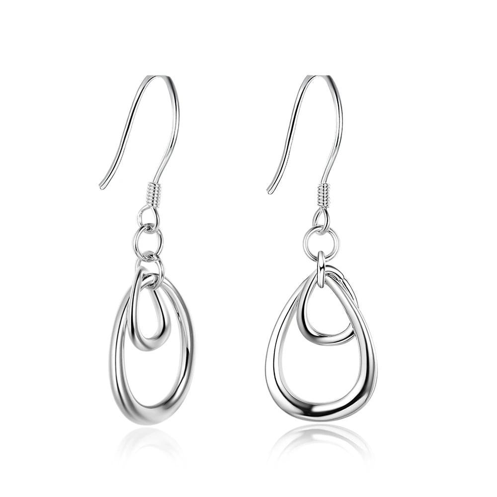Irregular Double Circle Drop Earrings For Women Fashion Rhodium Plated Jewelry Party Gift For Her