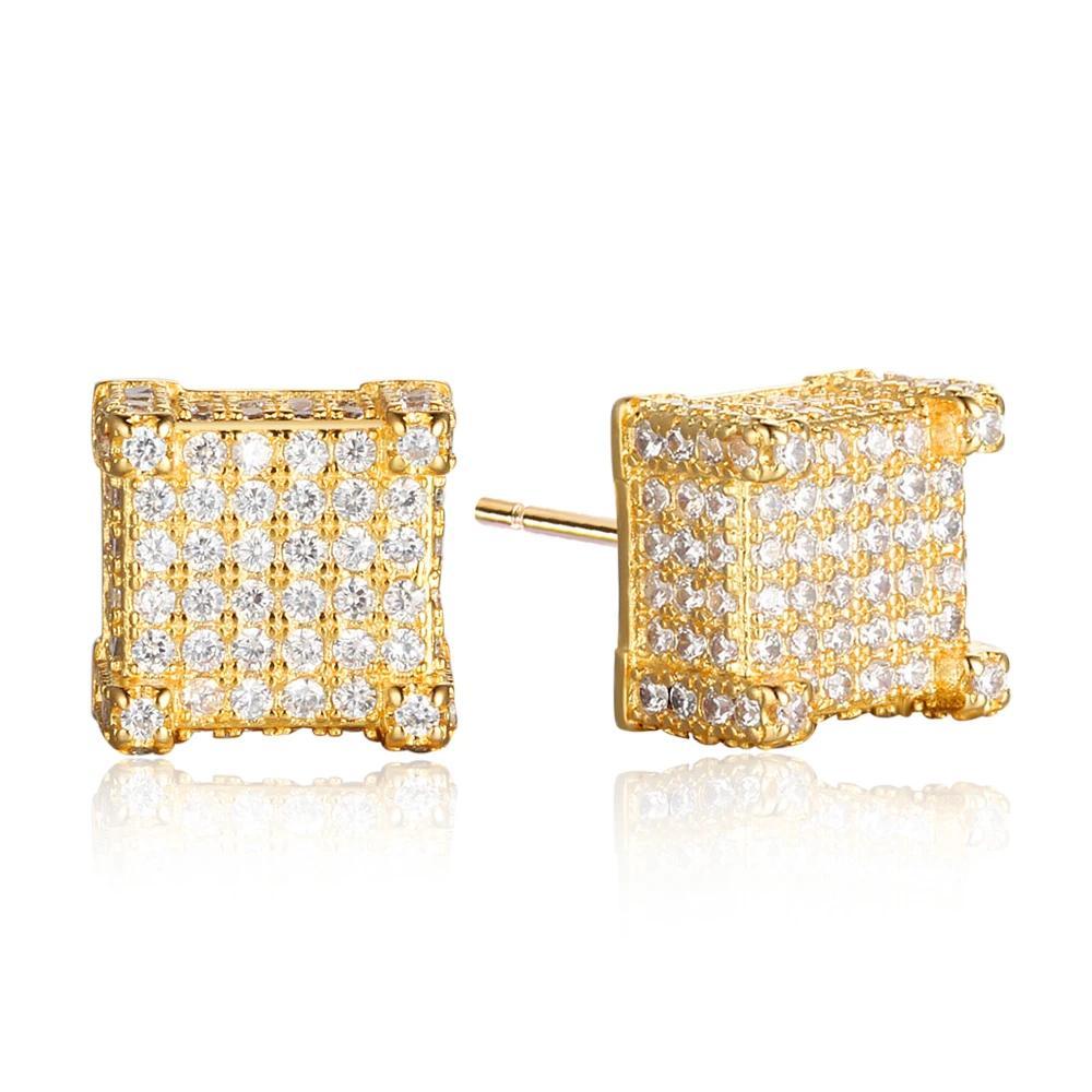 Square Shape Cubic Zirconia Gold Color Stud Earring Fashion Party Jewelry Earrings For Women Gift For Her