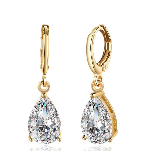Water Drop Earrings For Women Blue/Purple/White CZ Stone Dangle Drop Earrings Women Jewelry Gift for Girls