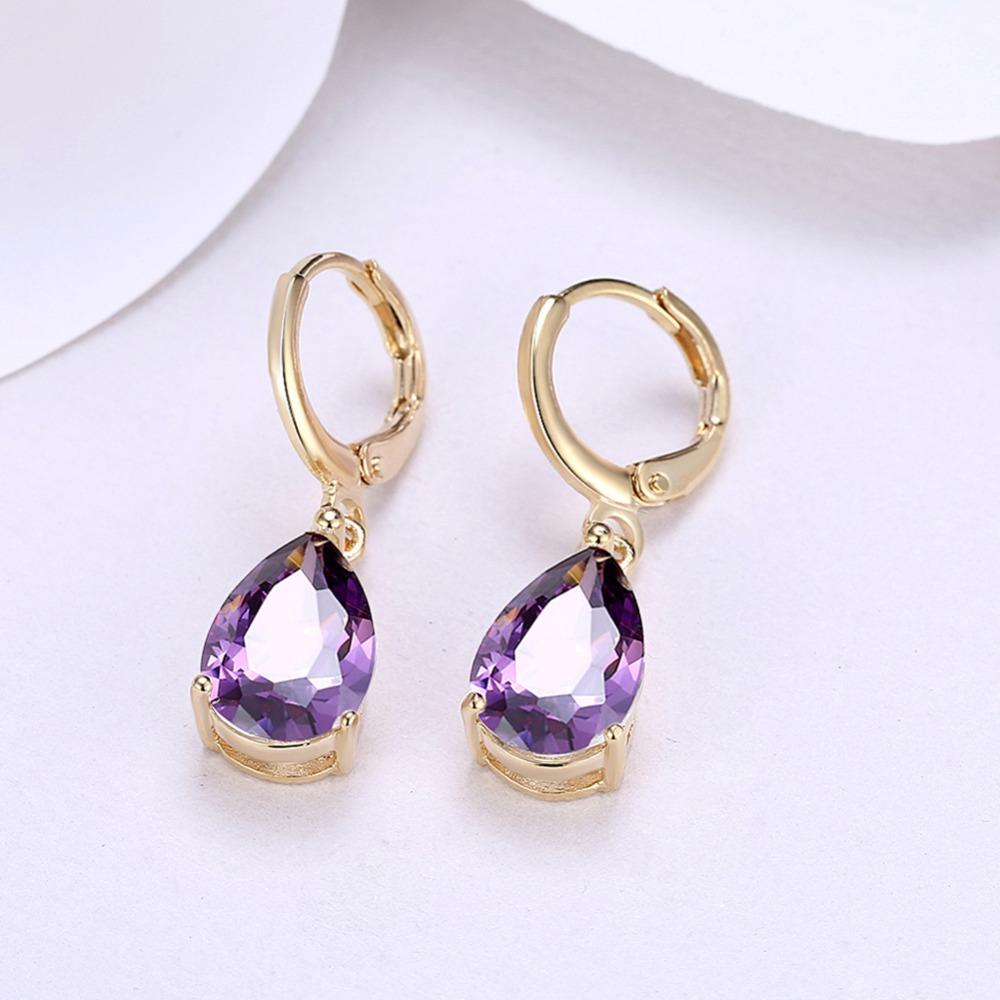 Water Drop Earrings For Women Blue/Purple/White CZ Stone Dangle Drop Earrings Women Jewelry Gift for Girls