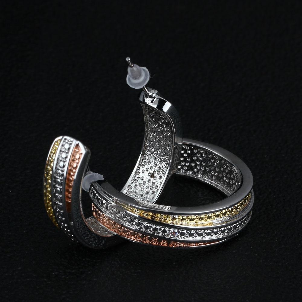 Trendy Colorful Rose/Gold Color Zircon Luxurious Stud Earrings For Women Trendy Party Accessories