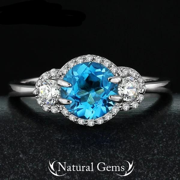Natural Stone Ring Fashion Party Ring 925 Sterling Silver Jewelry for Women Come With Box