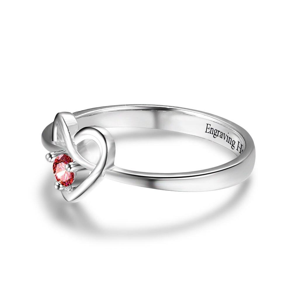 Promise Engagement Rings DIY Custom Birthstone Engrave Name Love Heart Rings For Women Free Gift Box