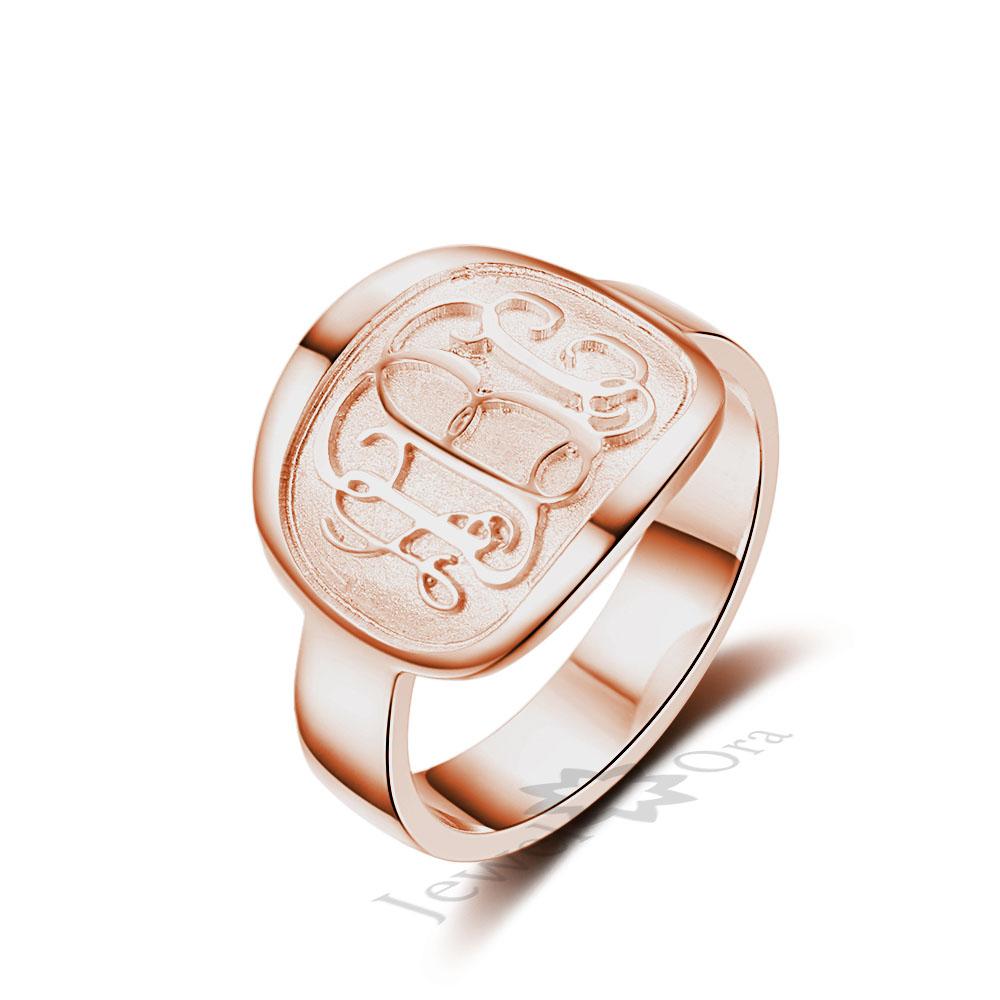 Personalized 3 Color 925 Sterling Silver Monogram Name Engrave Ring, Gift for Women