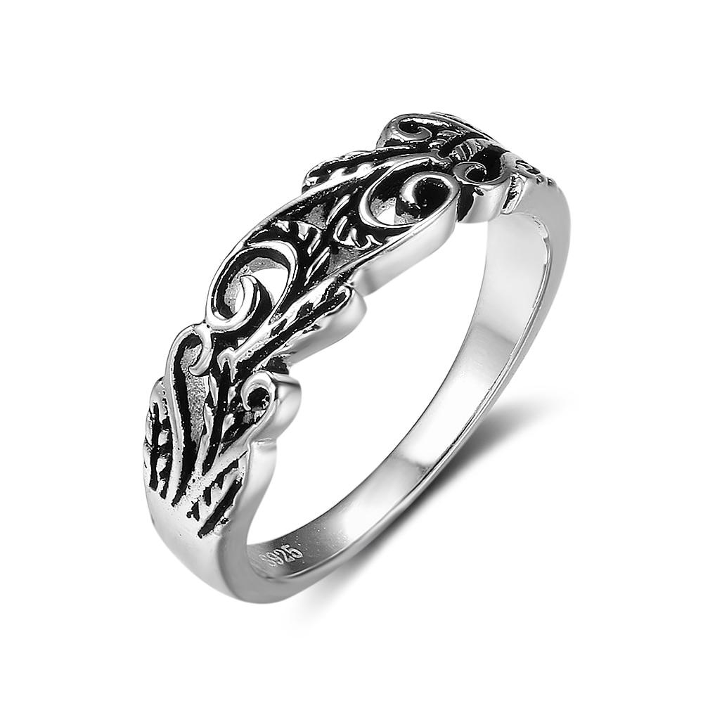 925 Sterling Silver Punk Style Hollow Out Ring, Fashion Jewelry Gift for Women