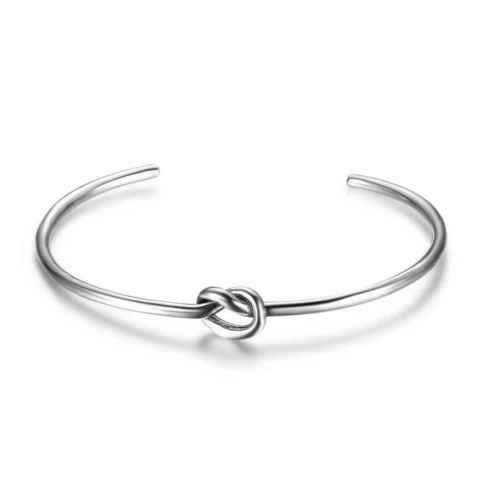Hot Selling Women 925 Sterling Silver Bracelets Bangles Knot Design Girl Trendy Jewelry Accessories Gift