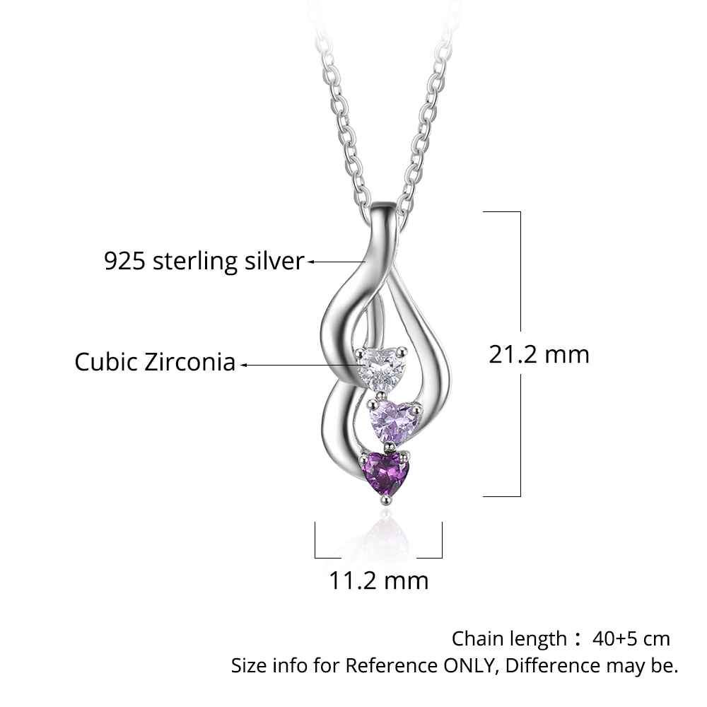 Personalized 925 Sterling Silver 3 Birthstone Necklace Pendants Birthday Mom necklace Valentine Christmas Gift