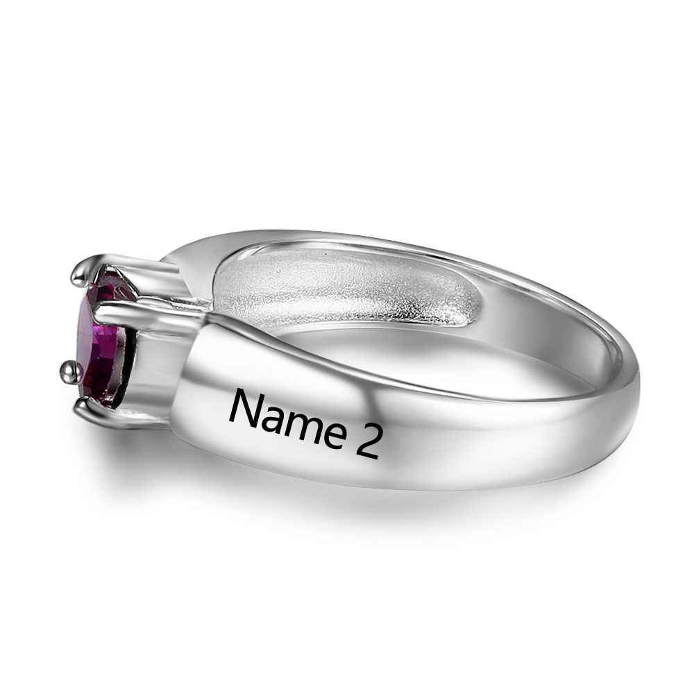New 925 Sterling Silver Engagement Rings Birthstone Ring Engrave Name Love Heart Shape Rings Free Gift Box