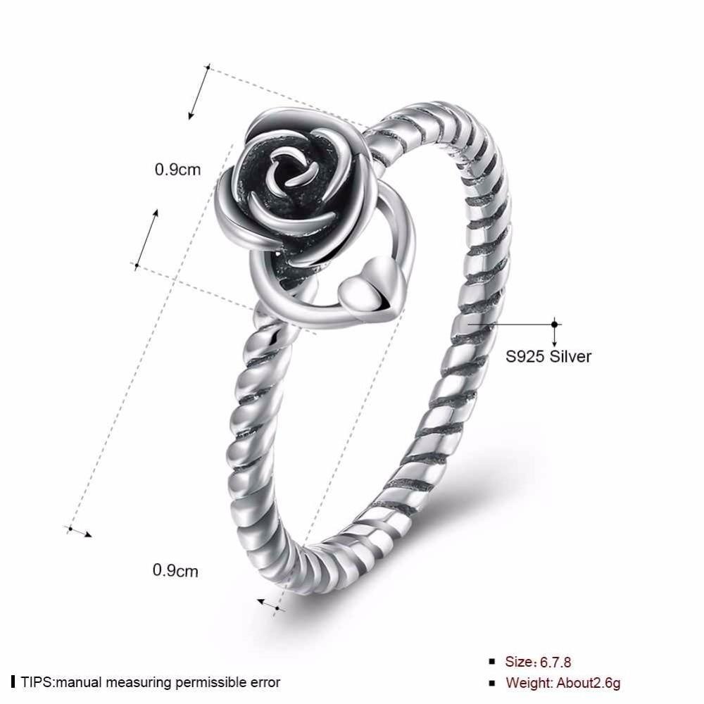 Solid 925 Sterling Silver Ring Roses Love Braided Rope Jewelry Fashion Rings For Women Anniversary Gift