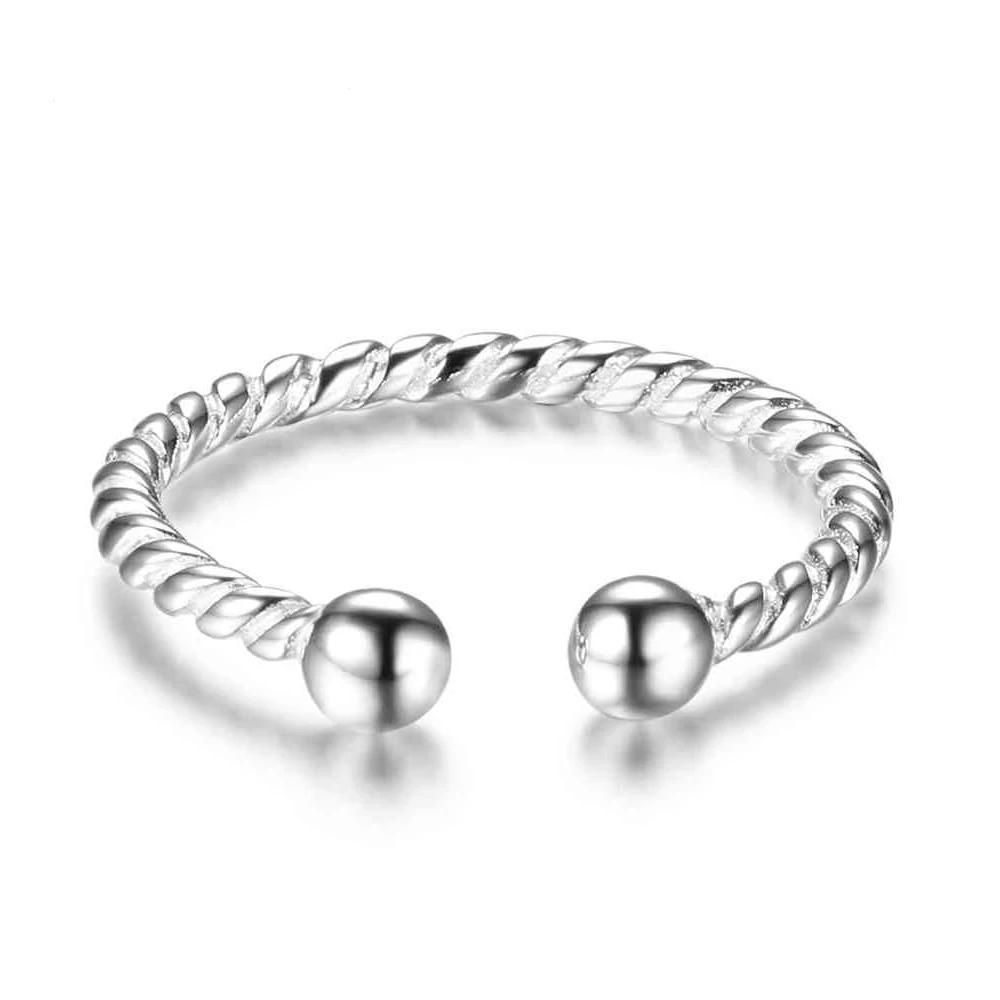 Trendy Real 925 Sterling Silver Open Adjustable Rope Rings for Women –Romantic Jewelry Gift