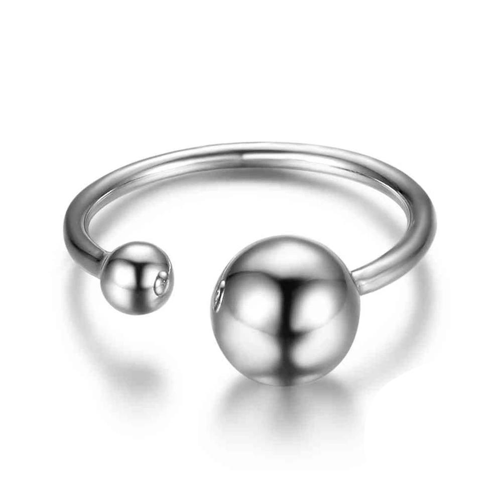 New Women Real 925 Sterling Silver Ring Open Cuff with Double Balls Shape Vintage Style Jewelry Accessories Gift