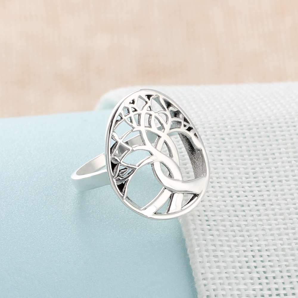 Solid 925 Sterling Silver Female Rings With Tree Weave Shape Vintage Style Rings Jewelry Rings Gift to Girls