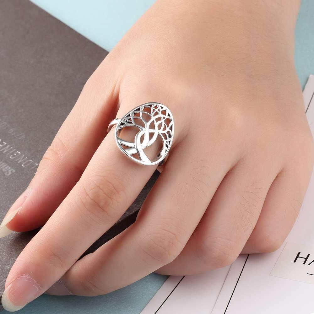 Solid 925 Sterling Silver Female Rings With Tree Weave Shape Vintage Style Rings Jewelry Rings Gift to Girls