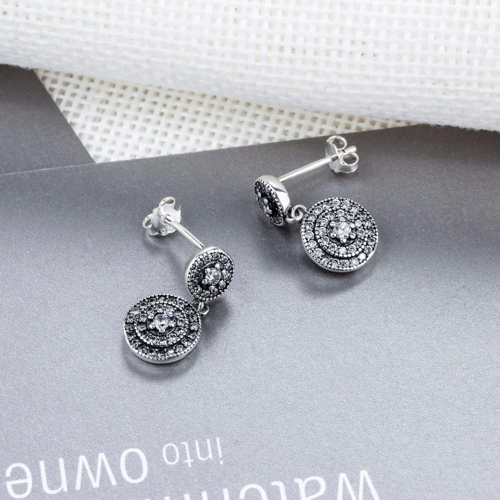 Female Solid 925 Sterling Silver Stud Earrings Double Round Pattern Romantic Style Jewelry Gifts to Girls