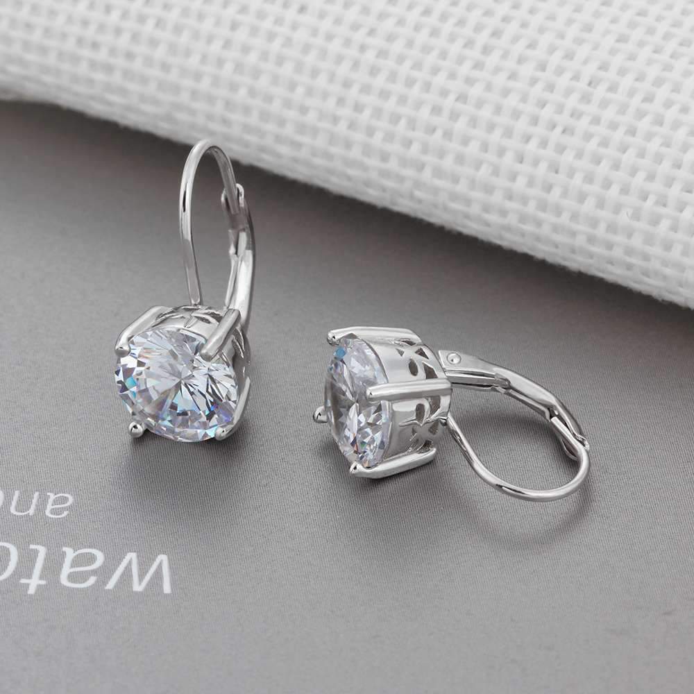 8mm Cubic Zirconia Solid 925 Sterling Silver Hoop Earrings For Women Romantic Style Jewelry Gift For Friend