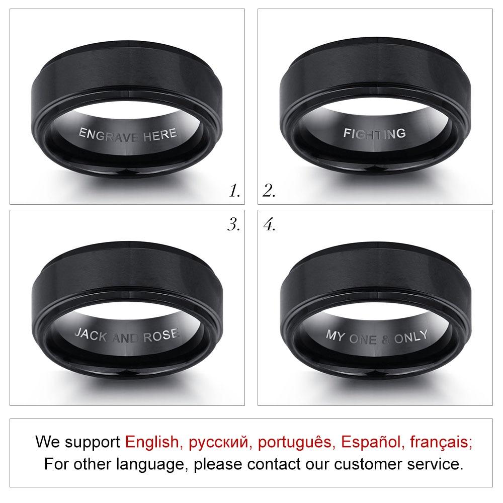 Personalized Tungsten Steel Name Engraved Ring, Fashion Jewelry Gift for Men