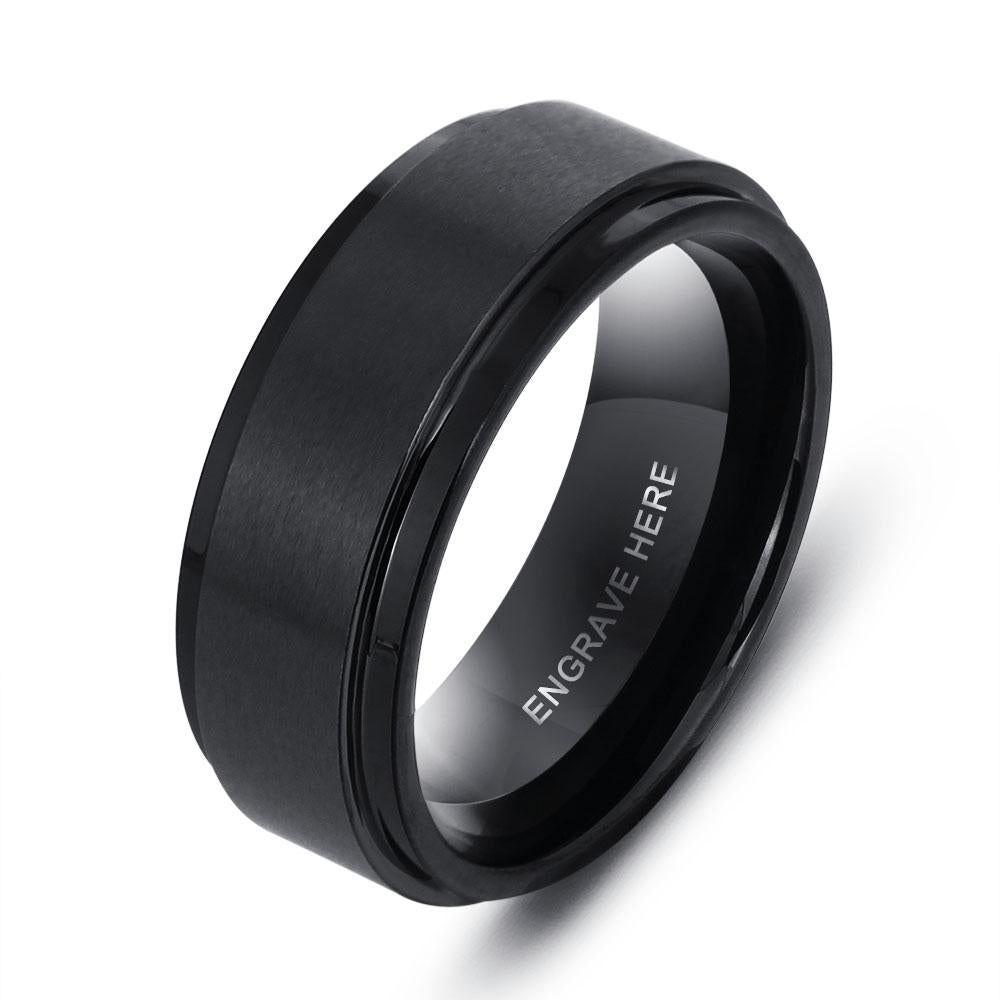 Personalized Tungsten Steel Name Engraved Ring, Fashion Jewelry Gift for Men