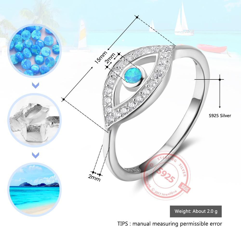 Solid 925 Sterling Silver Blue Opal Stone Cubic Zirconia Eye Shape Finger Rings Wedding Jewelry Gift For Her