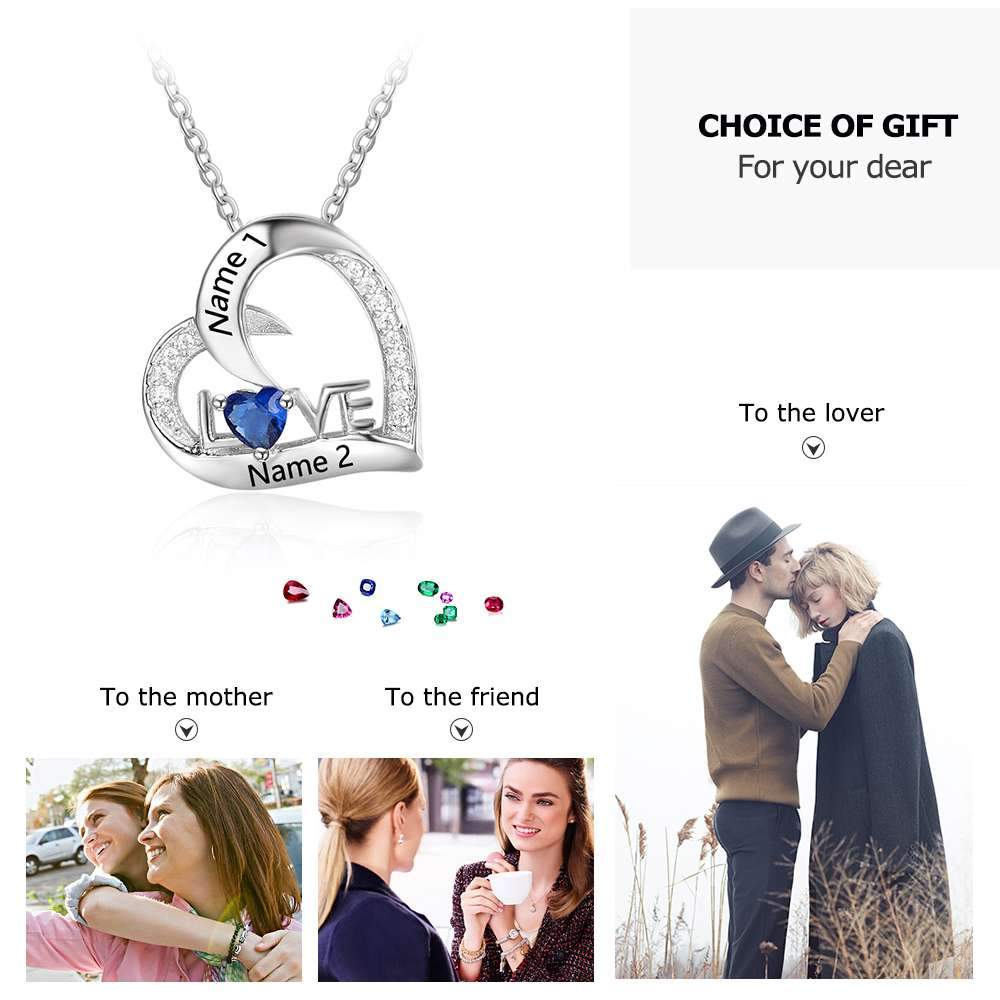 Hot Personalized 925 Sterling Silver Birthstone Necklace Pendants DIy Mom Girlfriend Birthday Christmas Gift