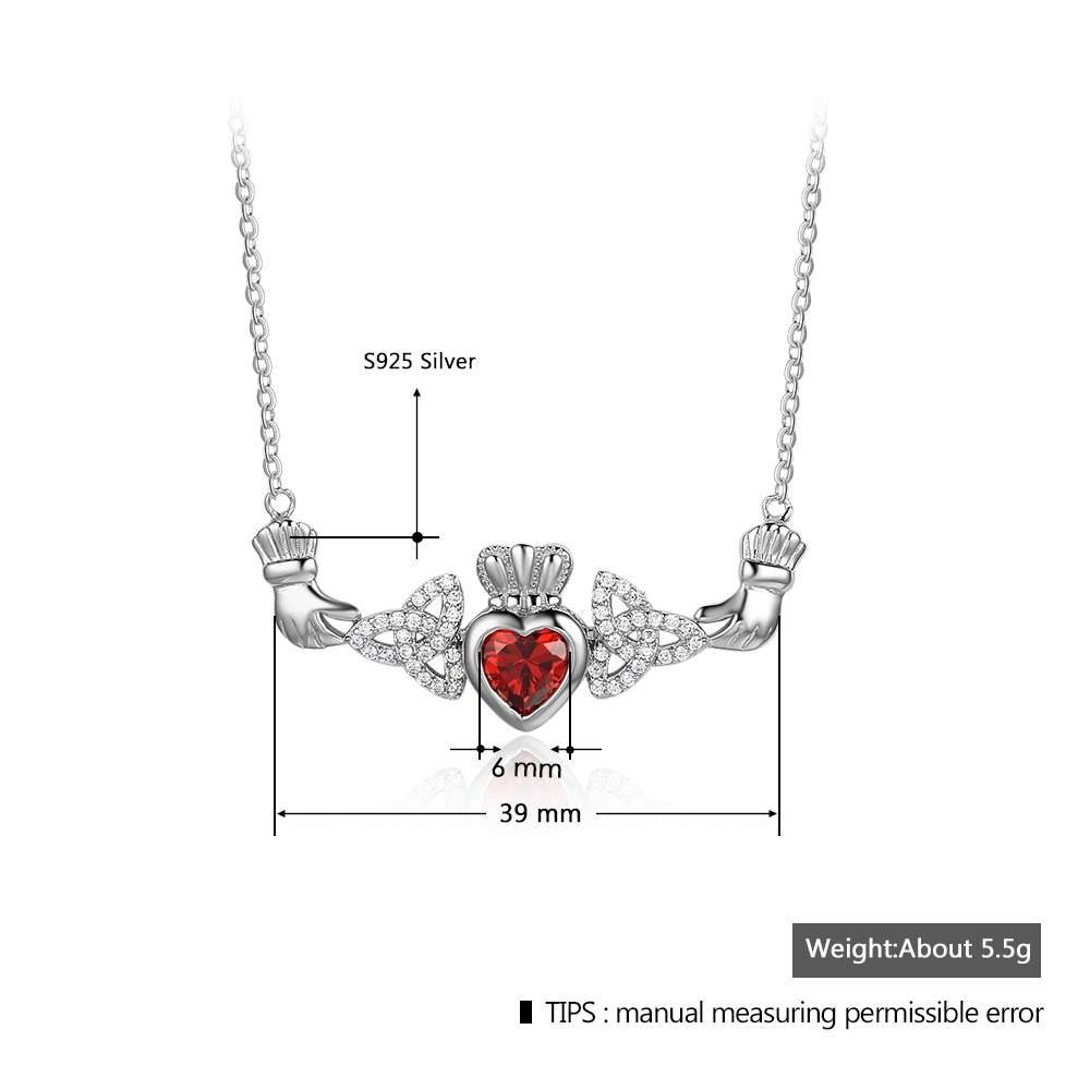 Hand Holding Heart Personalized Birthstone Necklace 925 Sterling Silver Necklaces & Pendants Gift For Her