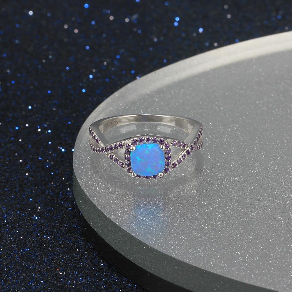 Opal Stone With Purple Cubic Zirconia Solid 925 Sterling Silver Ring Fashion Party Jewelry Gifts For Women