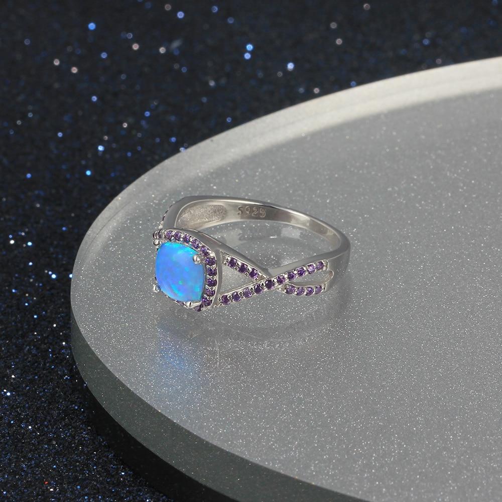 Opal Stone With Purple Cubic Zirconia Solid 925 Sterling Silver Ring Fashion Party Jewelry Gifts For Women