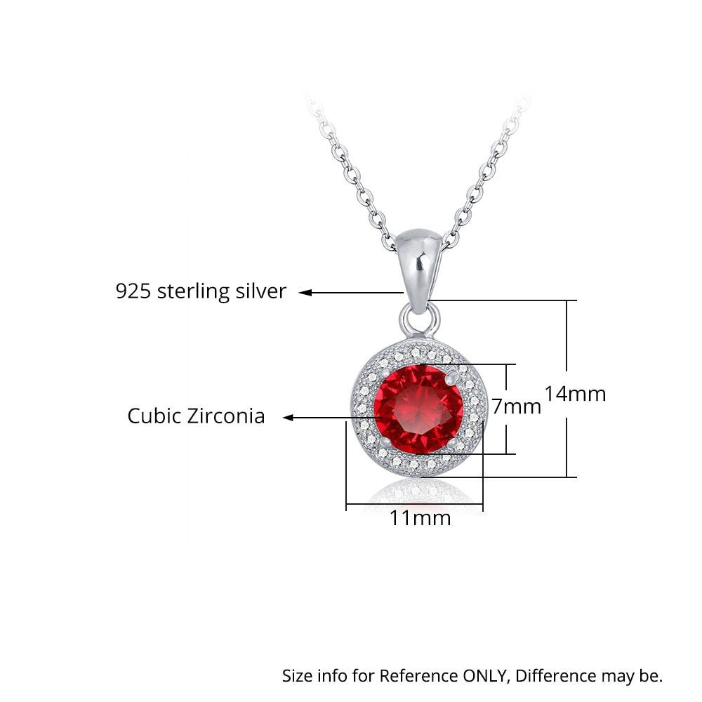 Personalized 925 Sterling Silver Romantic Pendant Necklace, 12 Color Options for Birthstone, Classic Fashion Jewelry for Women