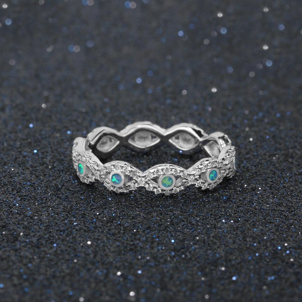 Infinity Love Soild 925 Sterling Silver Ring Blue Opal Stone Elegant Wedding Jewelry Gifts For Women