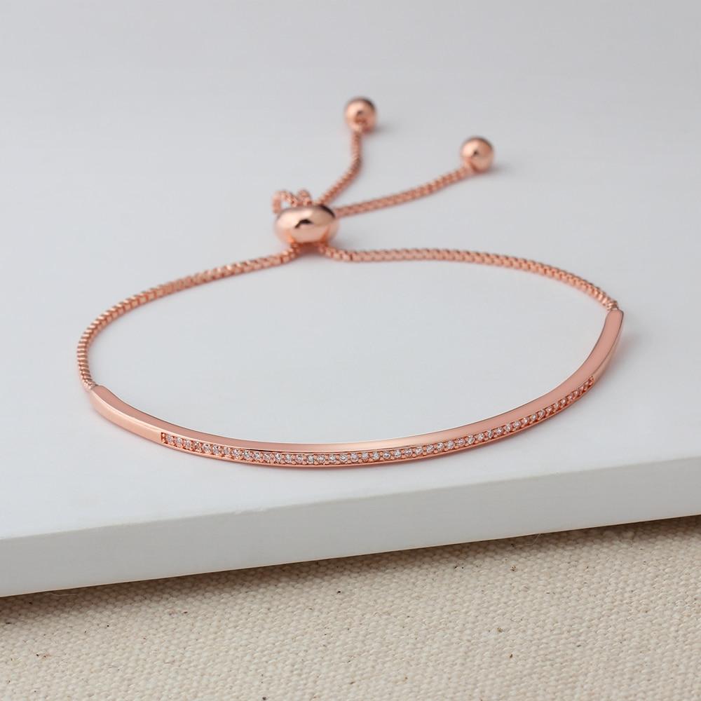 Women’s Bangle with Cubic Zirconia, Rose Gold Color, Bracelets for Party