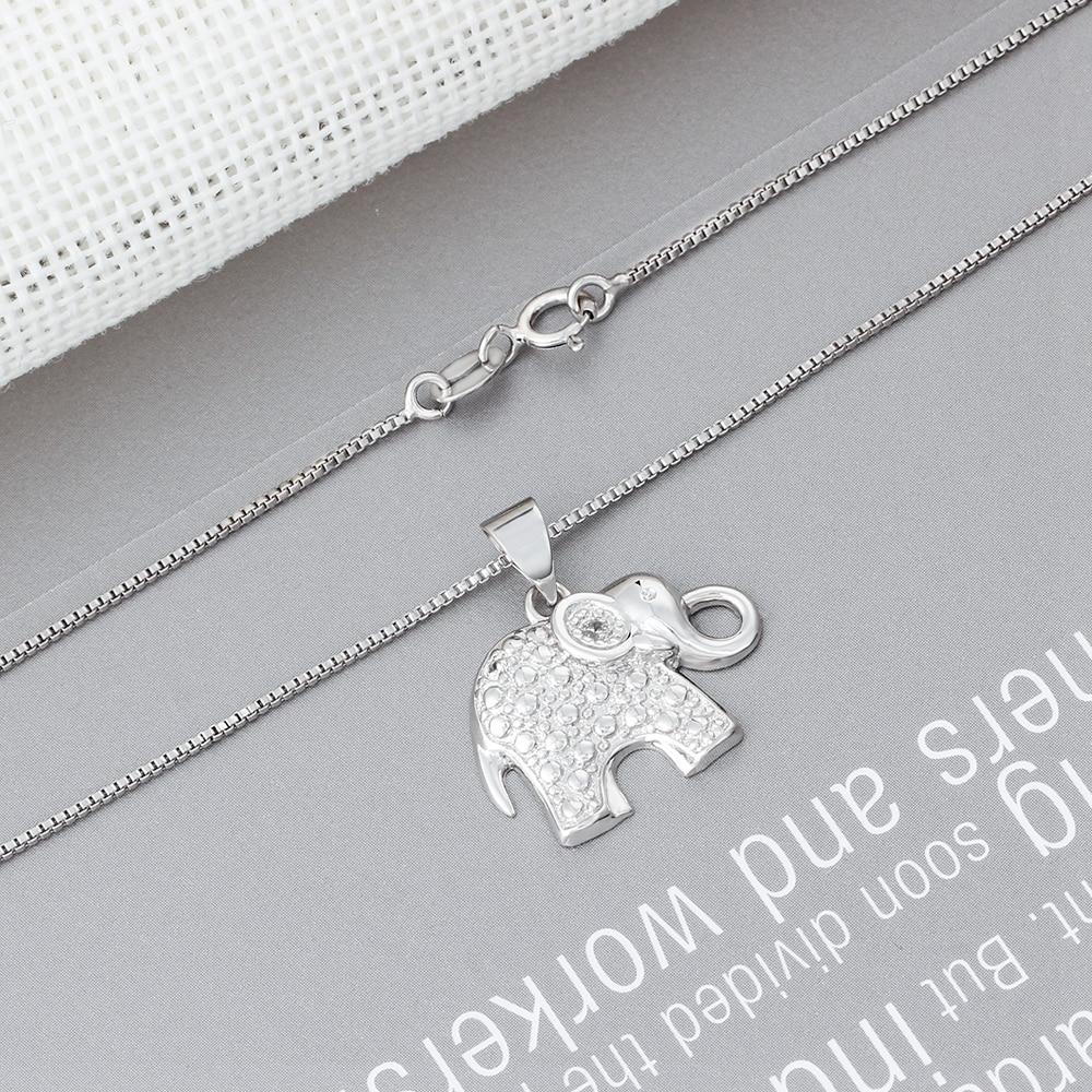 Fashion Box Chain Necklace with Elephant Shape Pendant, Party Jewelry for Women