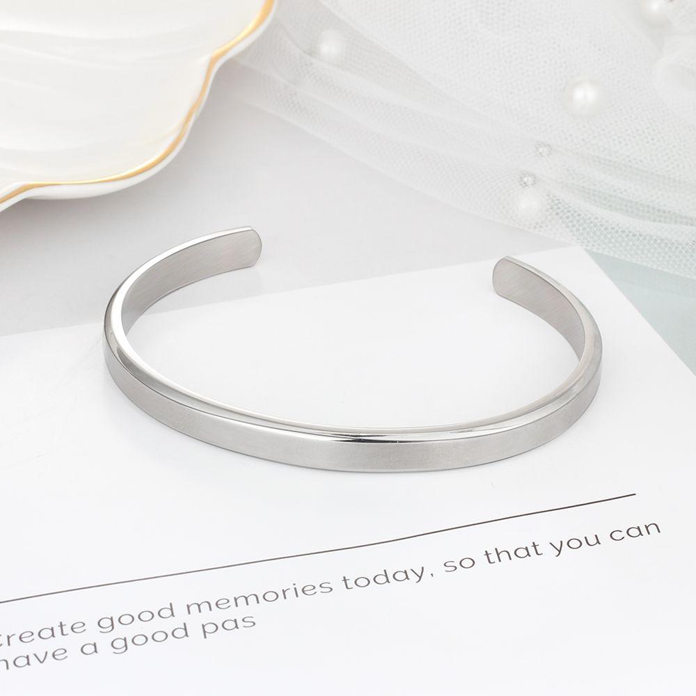 6mm Width Personalized Gift Engraved Name ID Bangle Unisex Stainless Steel Bangles