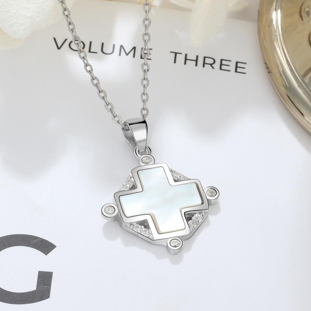 Sterling Silver For Women Cross Pearl Oysters Pendants Trendy Shell Jewelry Gift New Arrival 2018