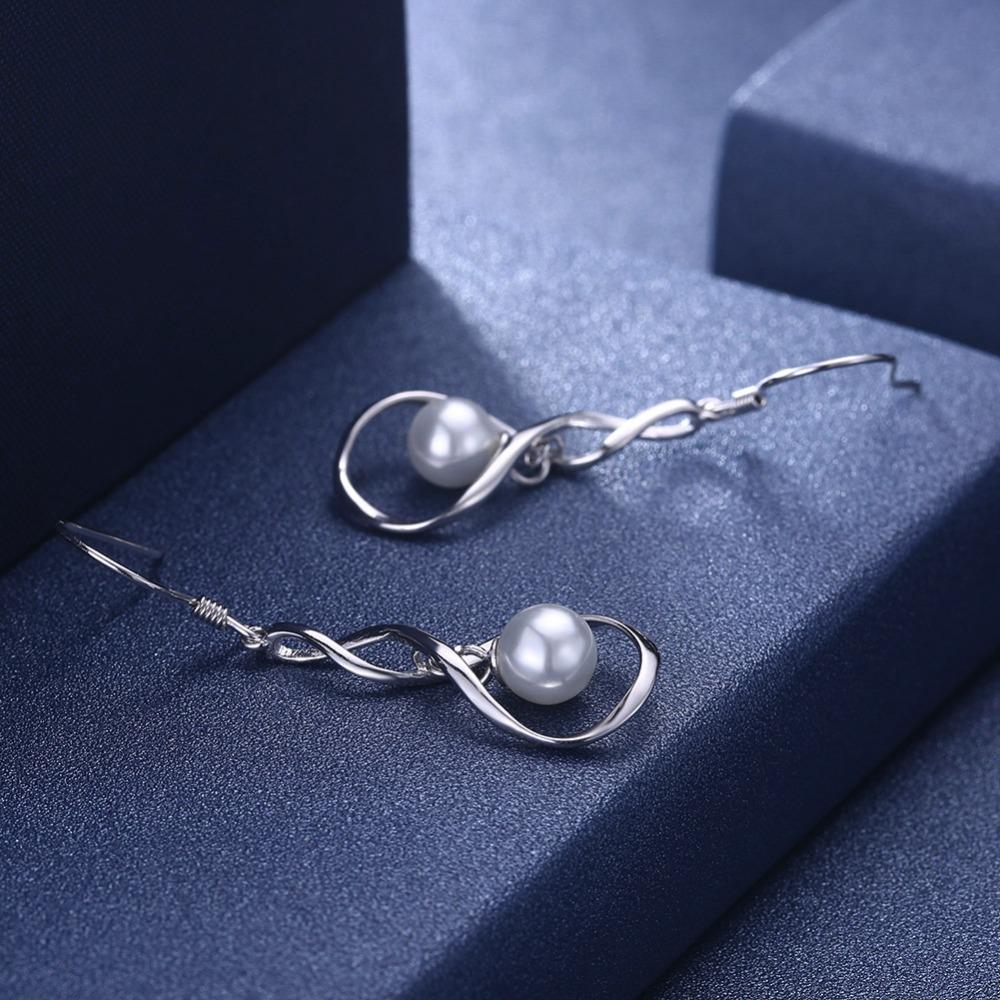 Women’s 925 Sterling Silver Drop Earrings with Pearl, Hypoallergenic, Valentine’s Day Gift for Ladies