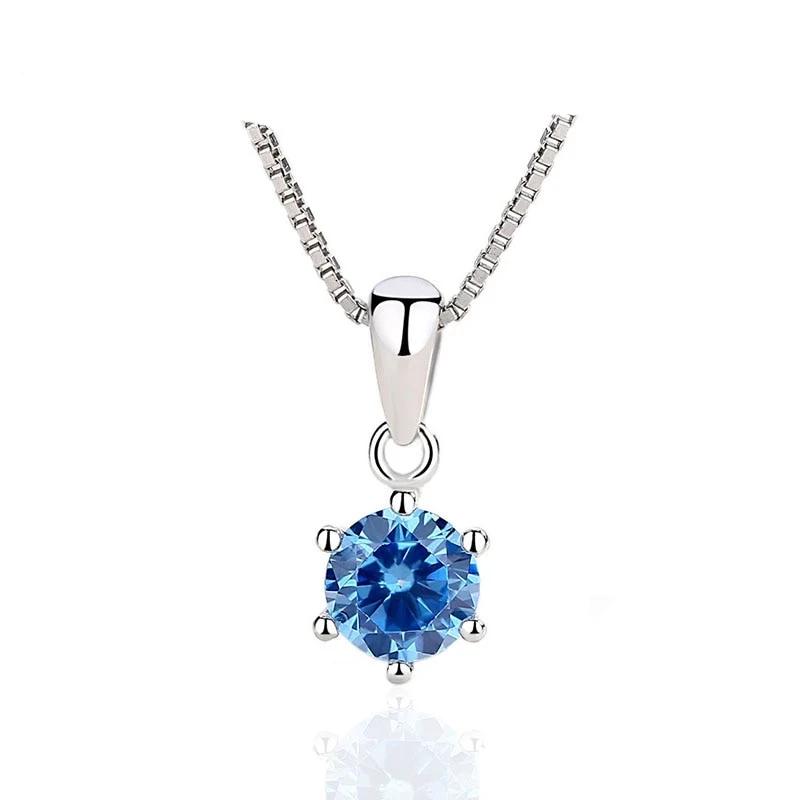 Fashion 925 Sterling Silver Necklaces Pendants For Women Jewelry Trendy Round Zirconia Female Chain