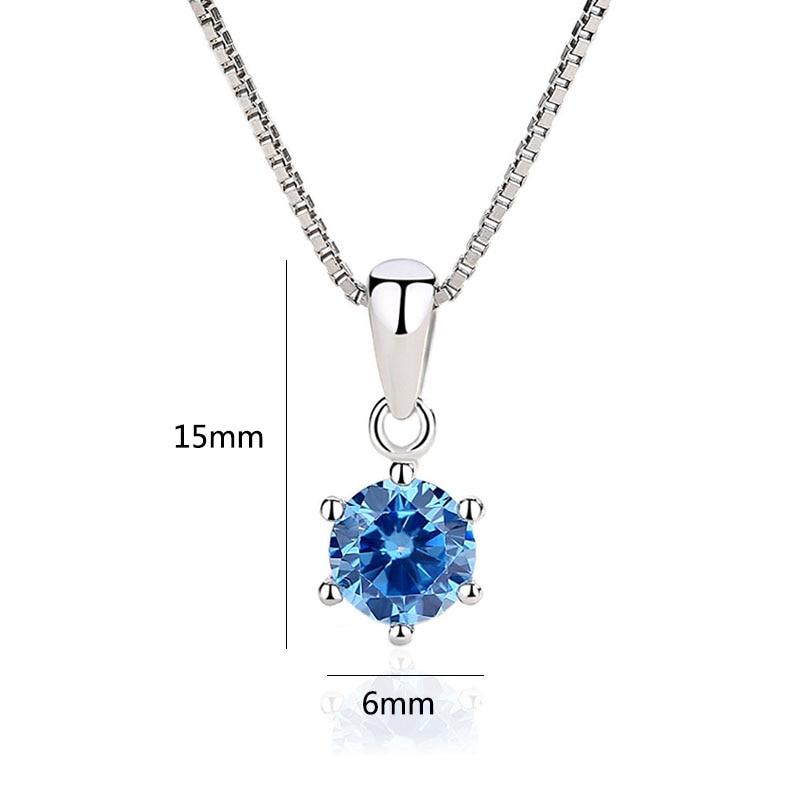 Fashion 925 Sterling Silver Necklaces Pendants For Women Jewelry Trendy Round Zirconia Female Chain
