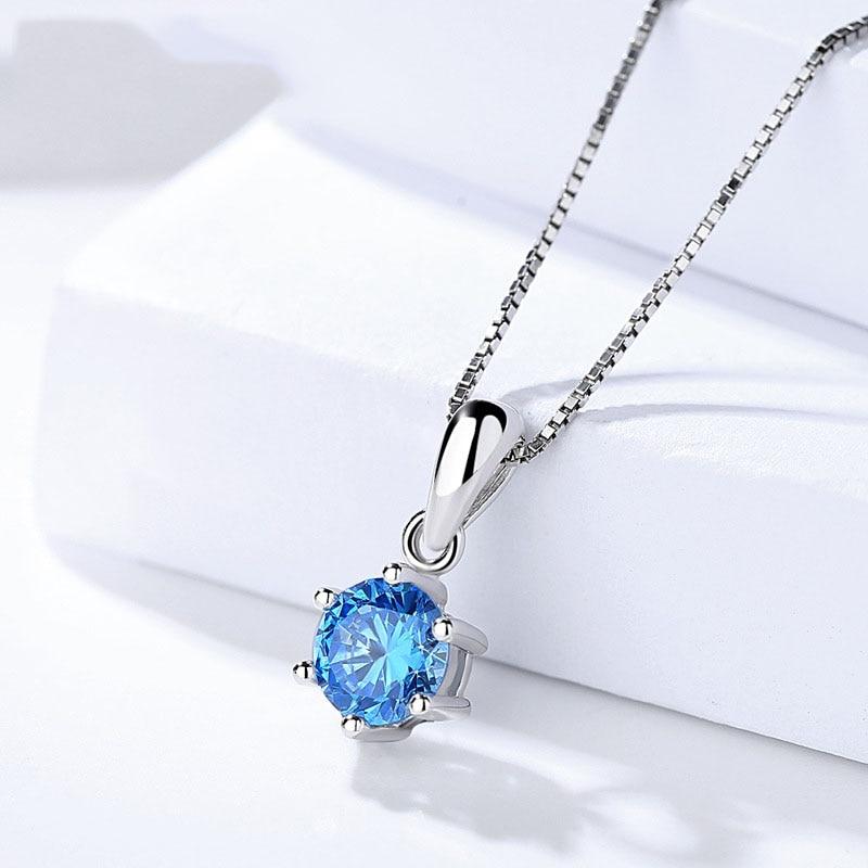 Fashion 925 Sterling Silver Necklaces Pendants For Women Jewelry Trendy Round Zirconia Female Chain